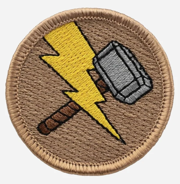 Avengers Thor Hammer Round New Logo Brown Embroidery Patch