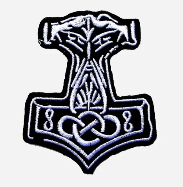 Avengers Verani Viking Thor Hammer Logo Black Embroidery Patch