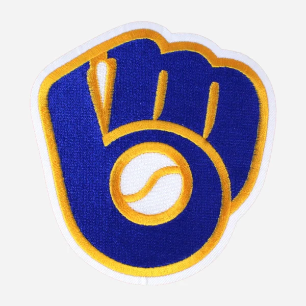 Milwaukee Brewers Ball & Glove Blue/Orange Embroidery Patch