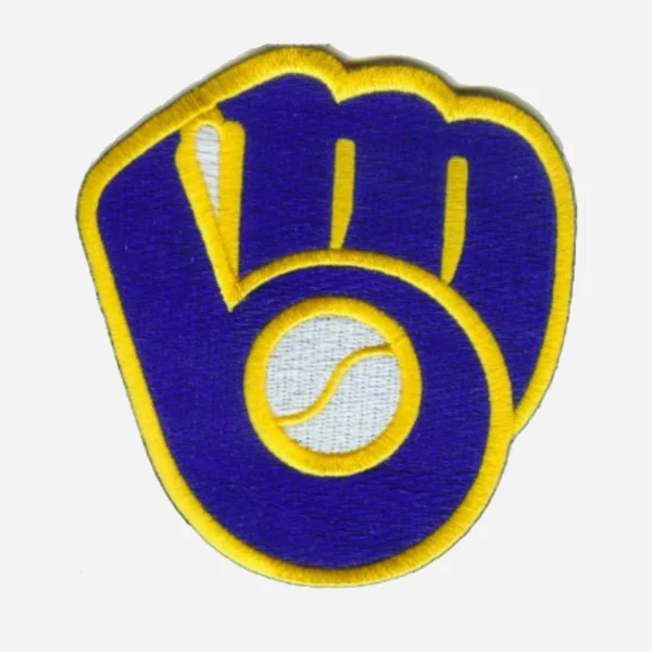 Milwaukee Brewers Glove & Ball  Yellow/Blue Embroidery Patch