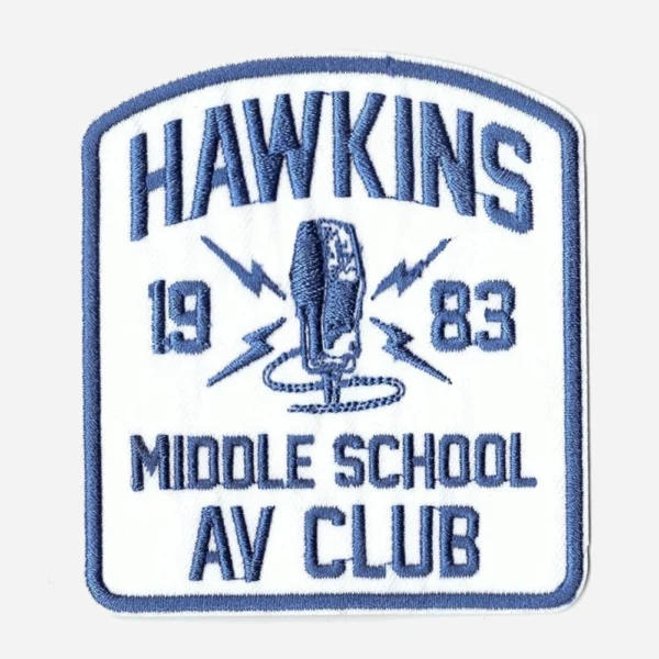 Stranger Things Letter "Hawkins Middle School AV Club" Navy/White Embroidery Patch