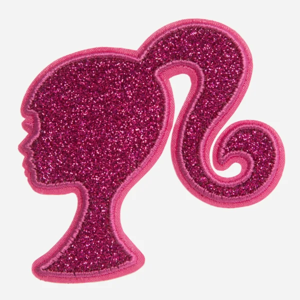 Barbie Pink Glitter Silhouette Logo Embroidery Patch