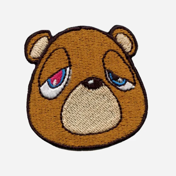 Bear Droopy Eyes Brown Logo Embroidery Patch