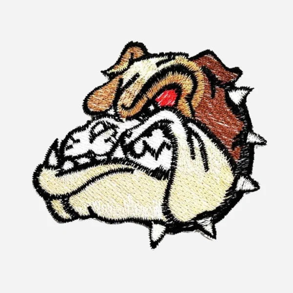 Bulldog Dog Red Eye Logo Embroidery Patch