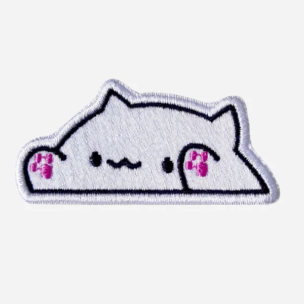 Cat  Bongo Cat Meme Grey Embroidery Patch