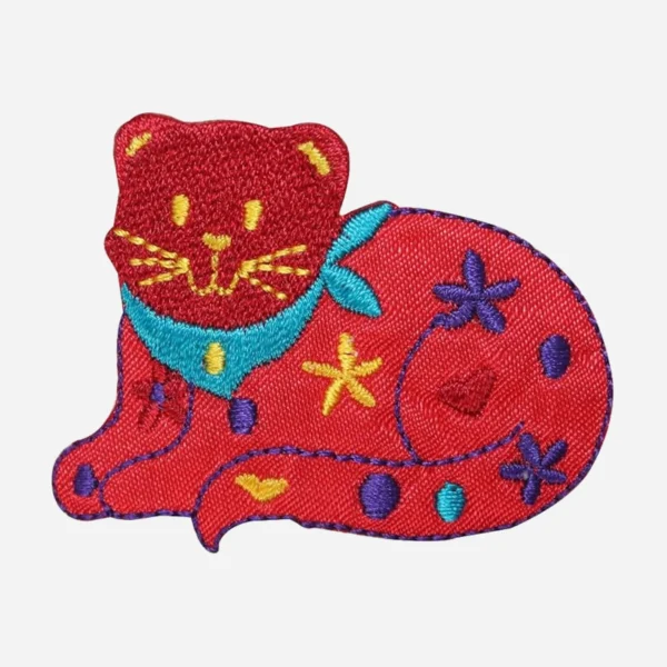 Cat Kitty Kitten Red Logo Embroidery Patch