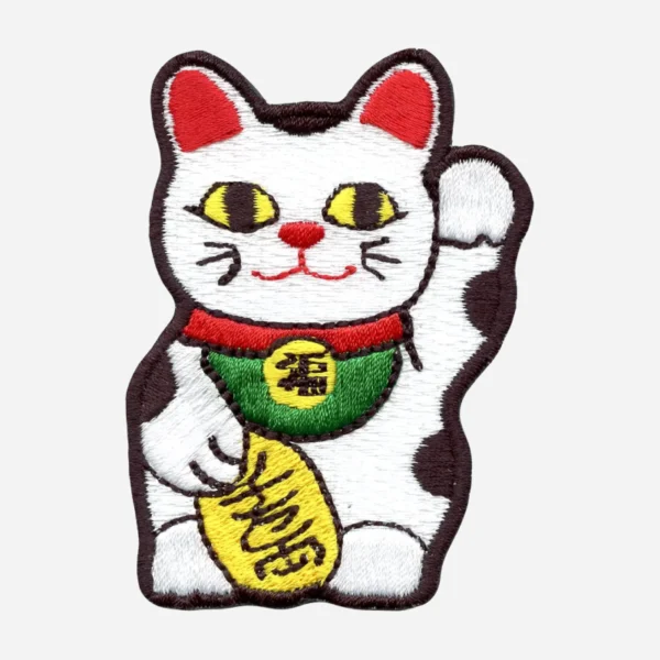 Cat (Maneki-neko) White Logo Embroidery Patch