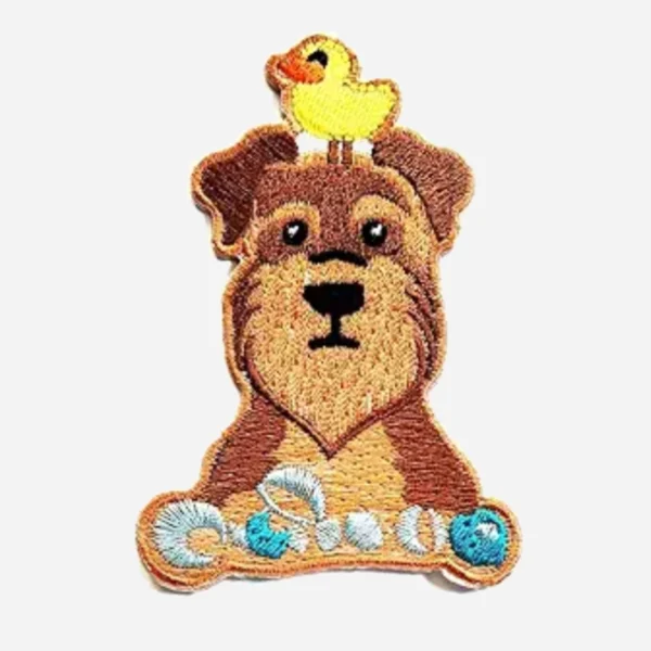 Cute Dog With Yellow Duck Logo Embroidery Patch