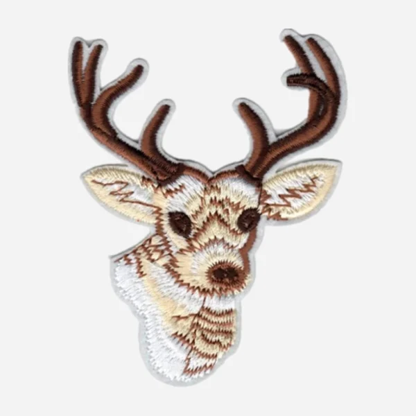 Deer Head Cream/Brown Logo Embroidery Patch