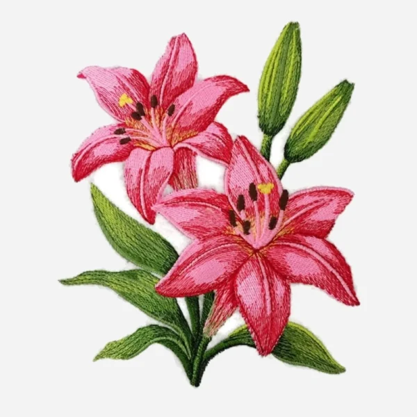 Flower Pink Lily Embroidery Patch