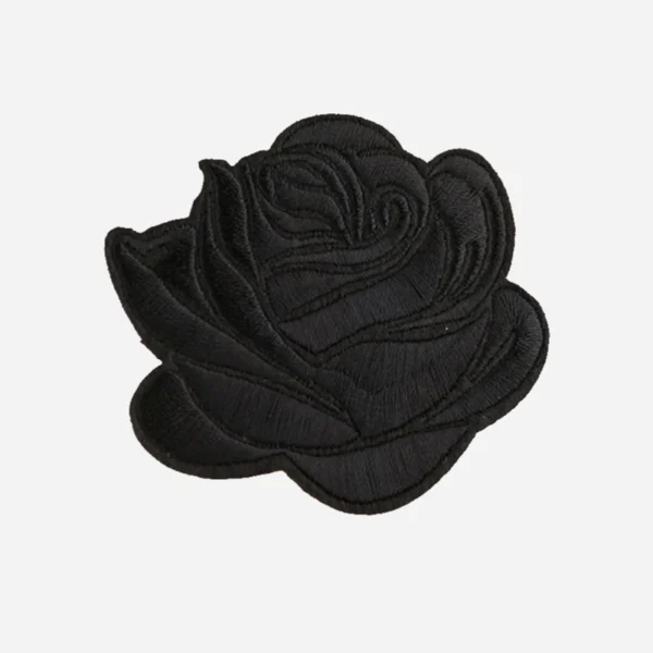 Flower Iaksohdu Clothes Applique Black Embroidery Patch