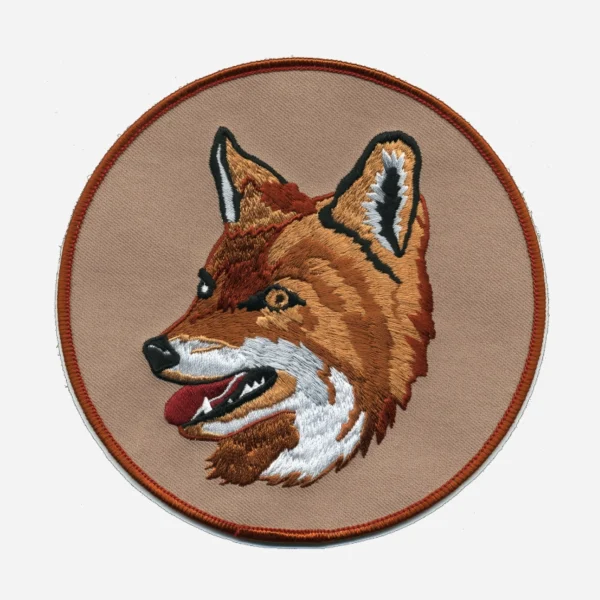 Fox Head Brown Logo Embroidery Patch