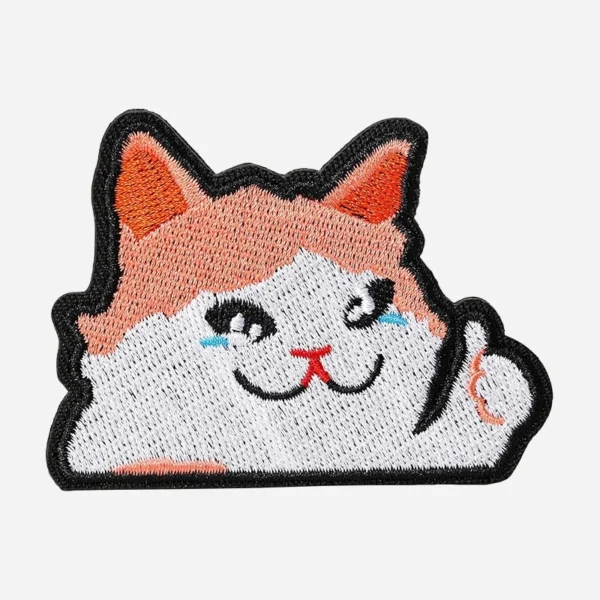 Funny Crying Cat White Logo Embroidery Patch