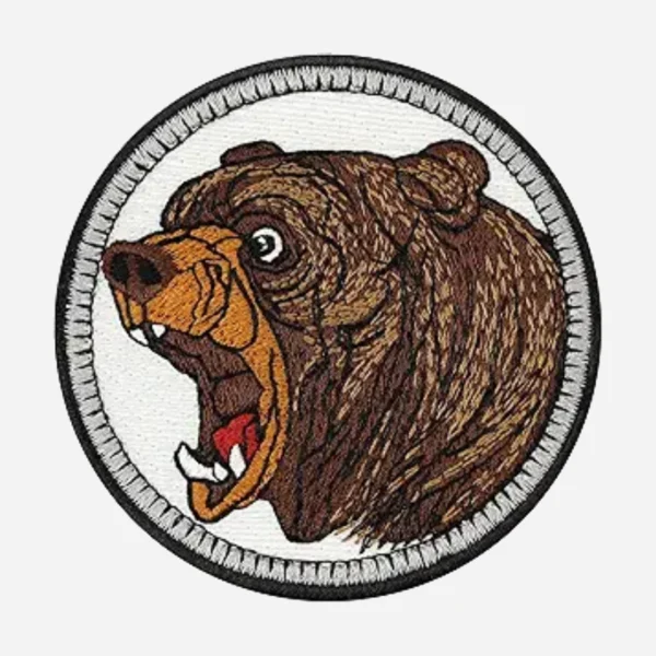 Grizzly Bear Brown Logo Embroidery Patch