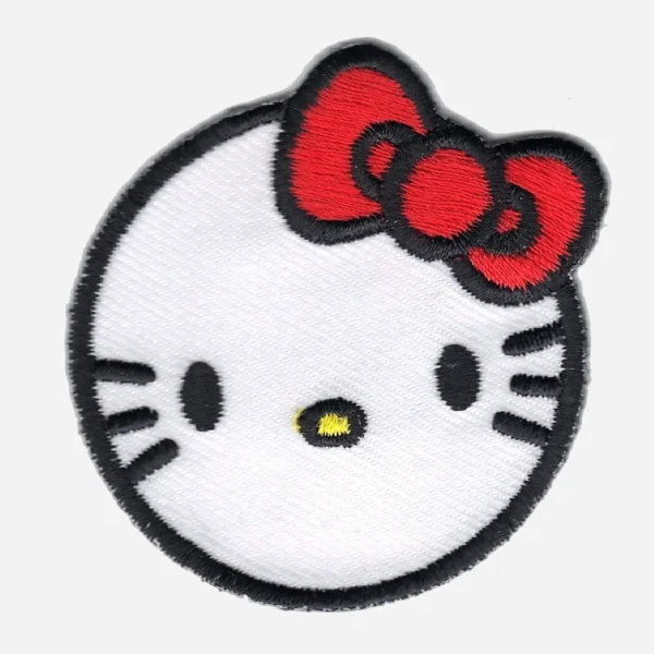 Hello kitty Round Logo White Embroidery Patch