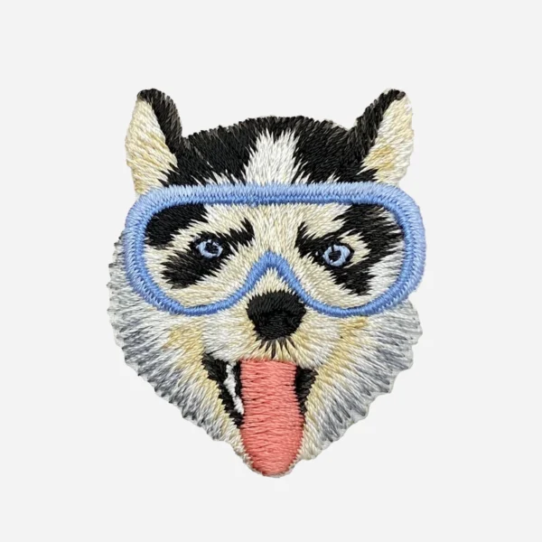 Husky Scientist Dog White Logo Embroidery Patch