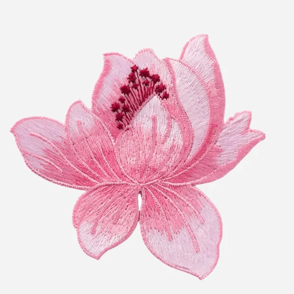 Lotus Flower Pink Embroidery Patch