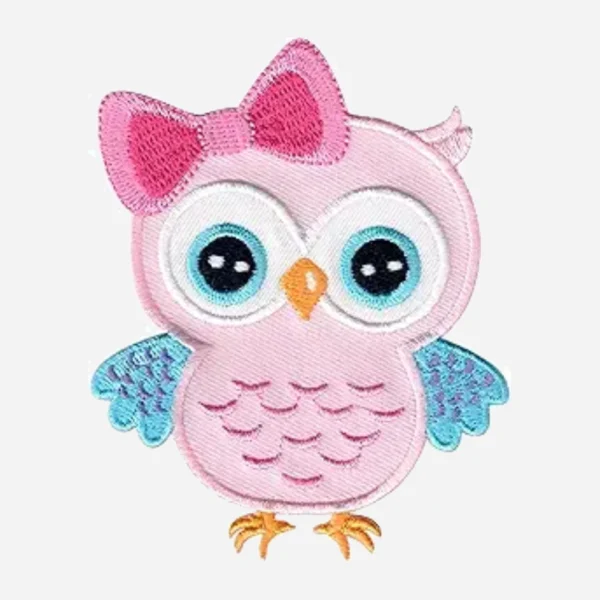 Owl Kids Children Pink/Blue Logo Embroidery Patch