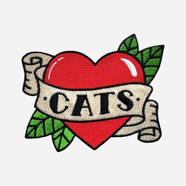 Cat Pinsanity Red Heart Cats Lover Embroidery Patch