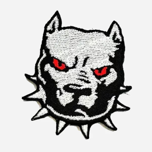 Pitbull Dog Head Grey Logo Embroidery Patch