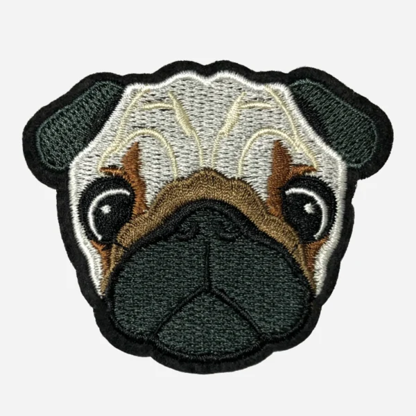 Pug Dog Brown Logo Embroidery Patch