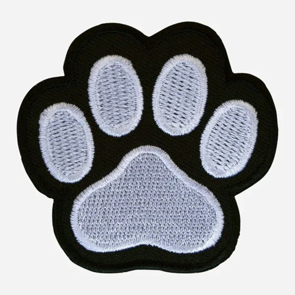 Random Dog Paw Black Logo Embroidery Patch