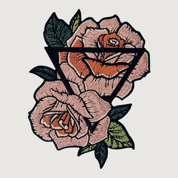 Random Pink Rose Logo Embroidery Patch