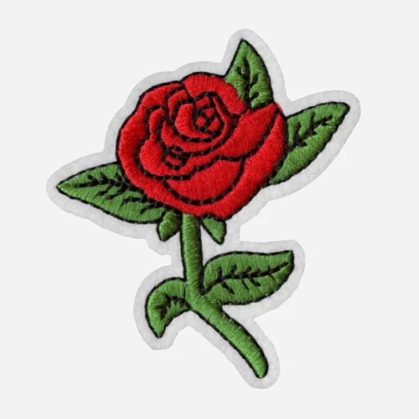 Red Rose Flower Embroidery Patch