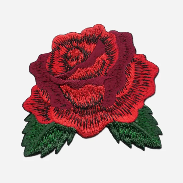 Red Rose Floral Flower Embroidery Patch