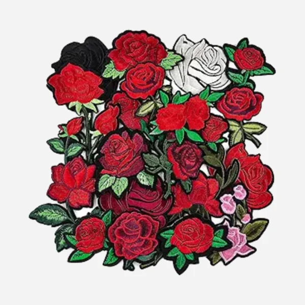 Rose 20pcs Rose Red Embroidery Patch