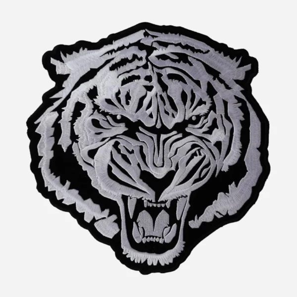 Tiger Head Animal White/Black Logo Embroidery Patch