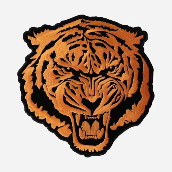 Tiger Head Orange/Black Logo Embroidery Patch