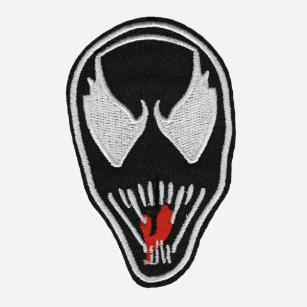 Venom Head Marvel Comics Black Logo Embroidery Patch