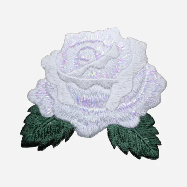 White Rose Applique Flower Embroidery Patch